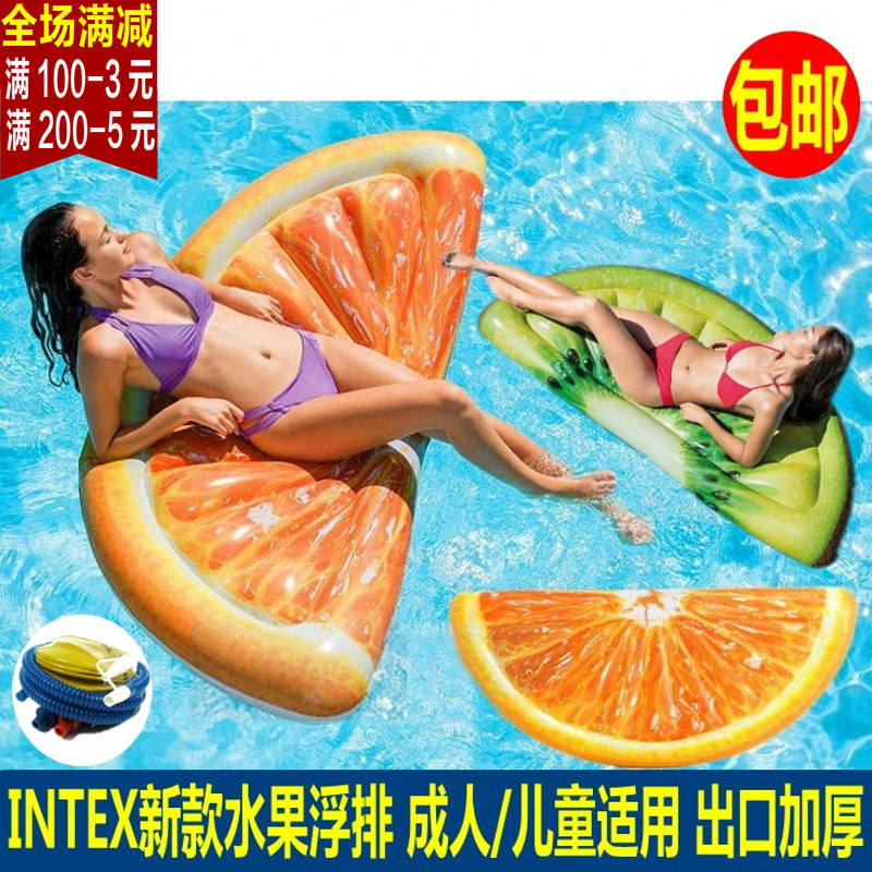 Inflatable swimming strawberry milkshake large floating bed orange floating strawberry singular fruit adult water hot dog lying in bed