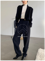 ABow2020 oil painting series Joker first cut Australian wool thin woolen pants profile trousers high waist trousers women Haren pants