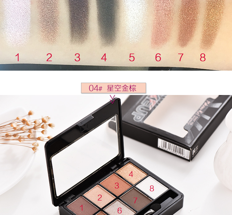 Đích thực trượt băng trang điểm khuôn mặt nhỏ trang điểm palette 8 màu ngọc trai màu mắt hai màu sửa chữa bột dung lượng hai màu blush kết hợp đĩa bảng phấn mắt clio