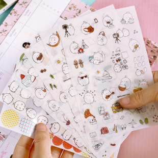 6 starting account small sticker cute mobile phone sticker painting Korea DIY photo book decorated with cartoon hand ledger Japanese waterproof