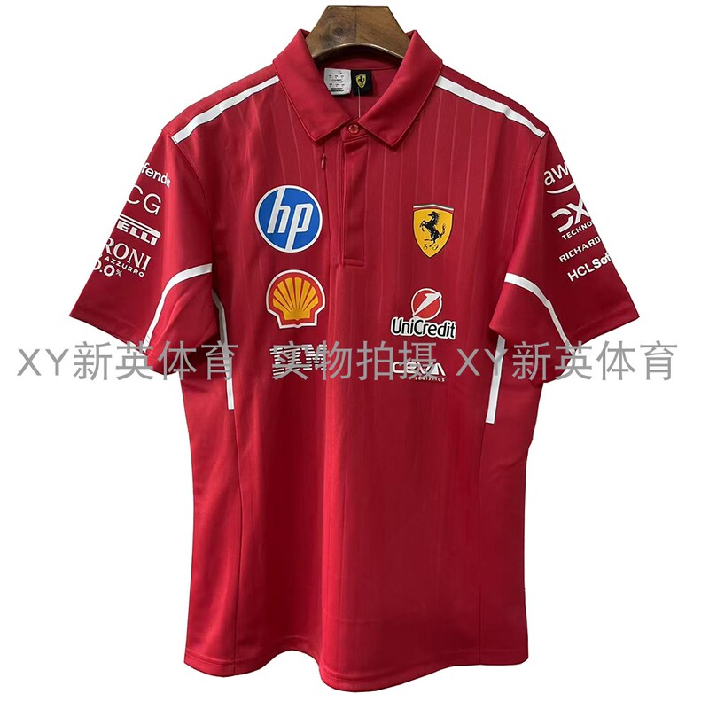 2025 Ferrari Team F1 Racing Suit Polo Top Ferrari Casual Lapel Red T-Shirt Silicone Heat Transfer Printing 2025 Ferrari Team F1 Racing Suit Polo Top Ferrari Casual Lapel Red T-Shirt Silicone Heat Transfer Printing
