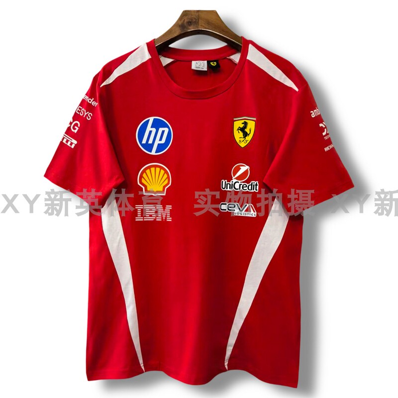 2026 Ferrari F1 Racing Team Uniform Ferrari Short-Sleeved Top Casual T-Shirt Red Crew Neck Shirt Offset Printing