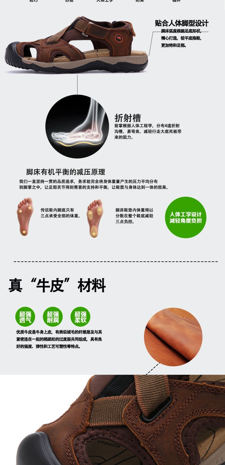 Ưu đãi đặc biệt sandal sandal sandal sandal da nam mùa hè Giày đi biển Baotou nam phiên bản trung niên cao cấp của Hàn Quốc dép dây nam