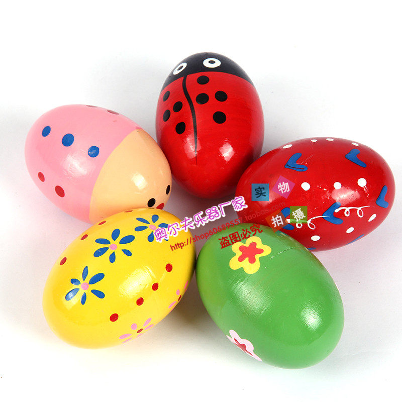 Olfe musical instrument Wooden Cartoon Sand Egg Baby Colored Sand Egg Sandball Children Kindergarten Toys