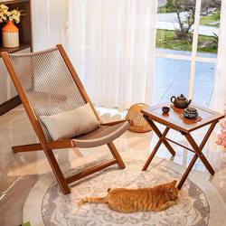 Recliner Balcony For Home Foldable Lunch Break Bean Bag Reclining Sleepable Casual Backrest Rattan Chair Courtyard Outdoor Table and Chair