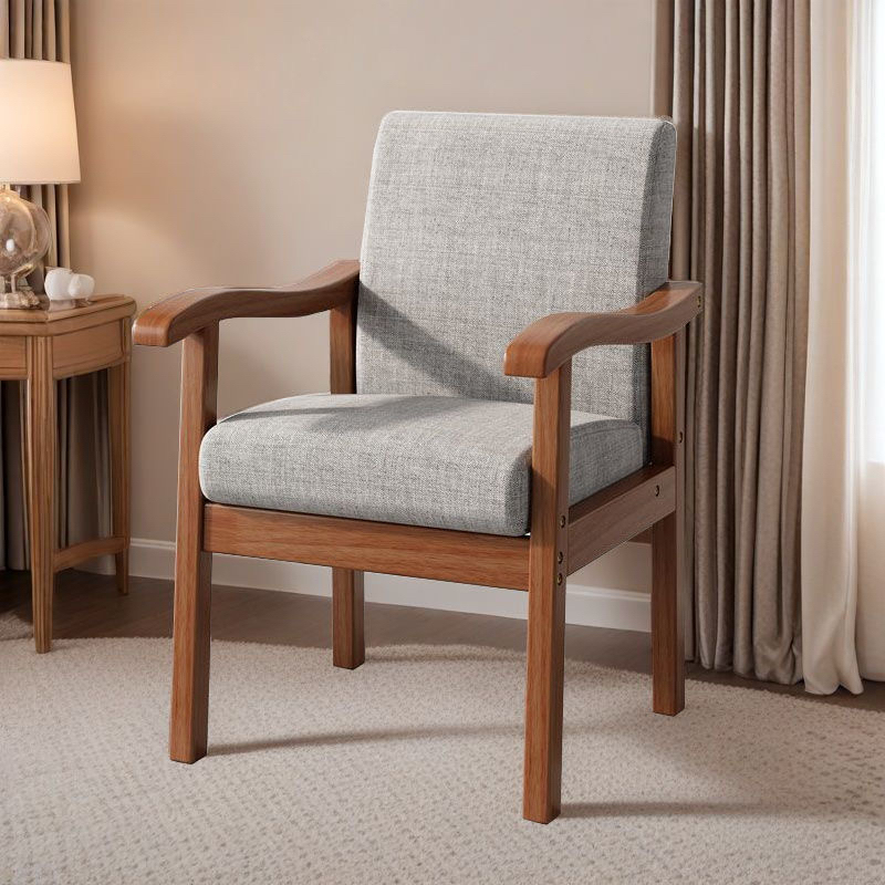 Solid Wood Chair with Armrests, Backrest Chair, Home Office Chair, Desk Chair, Mahjong Balcony Single Sofa Chair, Elderly Chair
