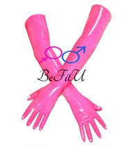 Latex 3d one-time molding super long gloves integrated without glue white arrival shooting shiny five finger gloves