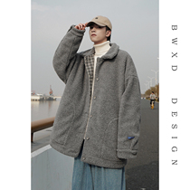 Winter lamb coat men 2020 new two-sided plaid cotton coat Korean trend loose BF wind cotton suit