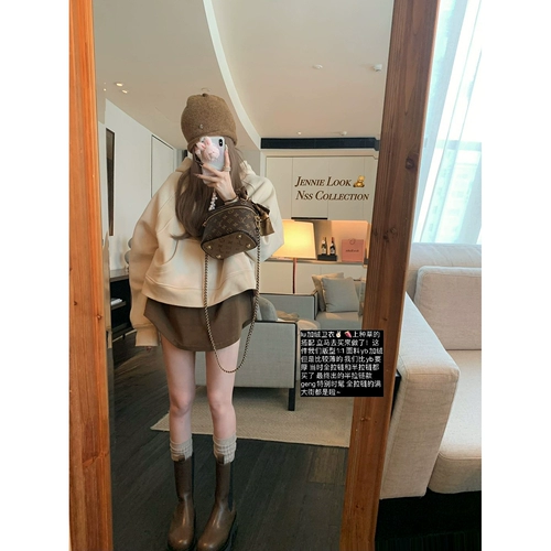 NSS COLLECTION lulu открытая версия нишевого топа с полумолнией на осень и зиму плюс бархатная толстовка с капюшоном