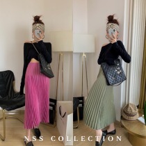 NSS COLLECTION Tencel slim pleated skirt high waist slim versatile irregular organ pleated skirt