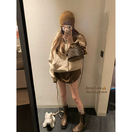 NSS COLLECTION lulu открытая версия нишевого топа с полумолнией на осень и зиму плюс бархатная толстовка с капюшоном