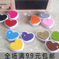 Candy color small ink pad box cartoon heart shape printing oil children rubber seal table fingerprint printing pad box