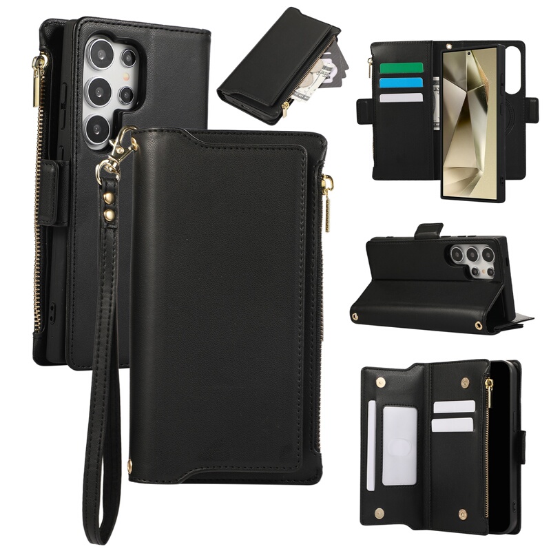 2-in-1 Suitable for Samsung Galaxy S25 Ultra Flip Phone Case S24 Detachable S23Fe Magnetic Leather Case S22+ Wallet Protective Case S21 Crossbody Strap S20 Full Coverage A55 Anti-Drop