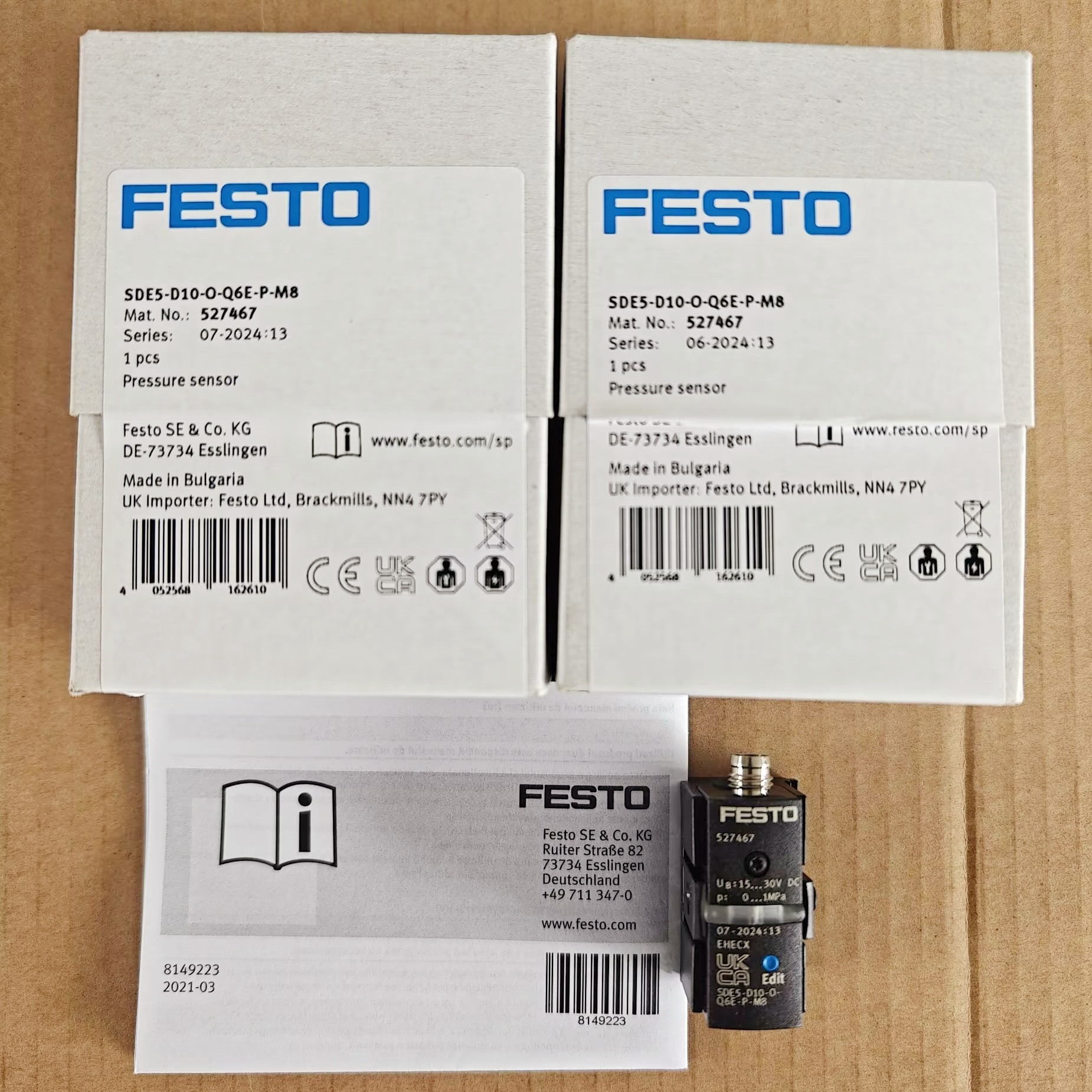 費斯託FESTO壓力感測器SDE5-D10-O-Q4/6E-P-M8 527466 527467