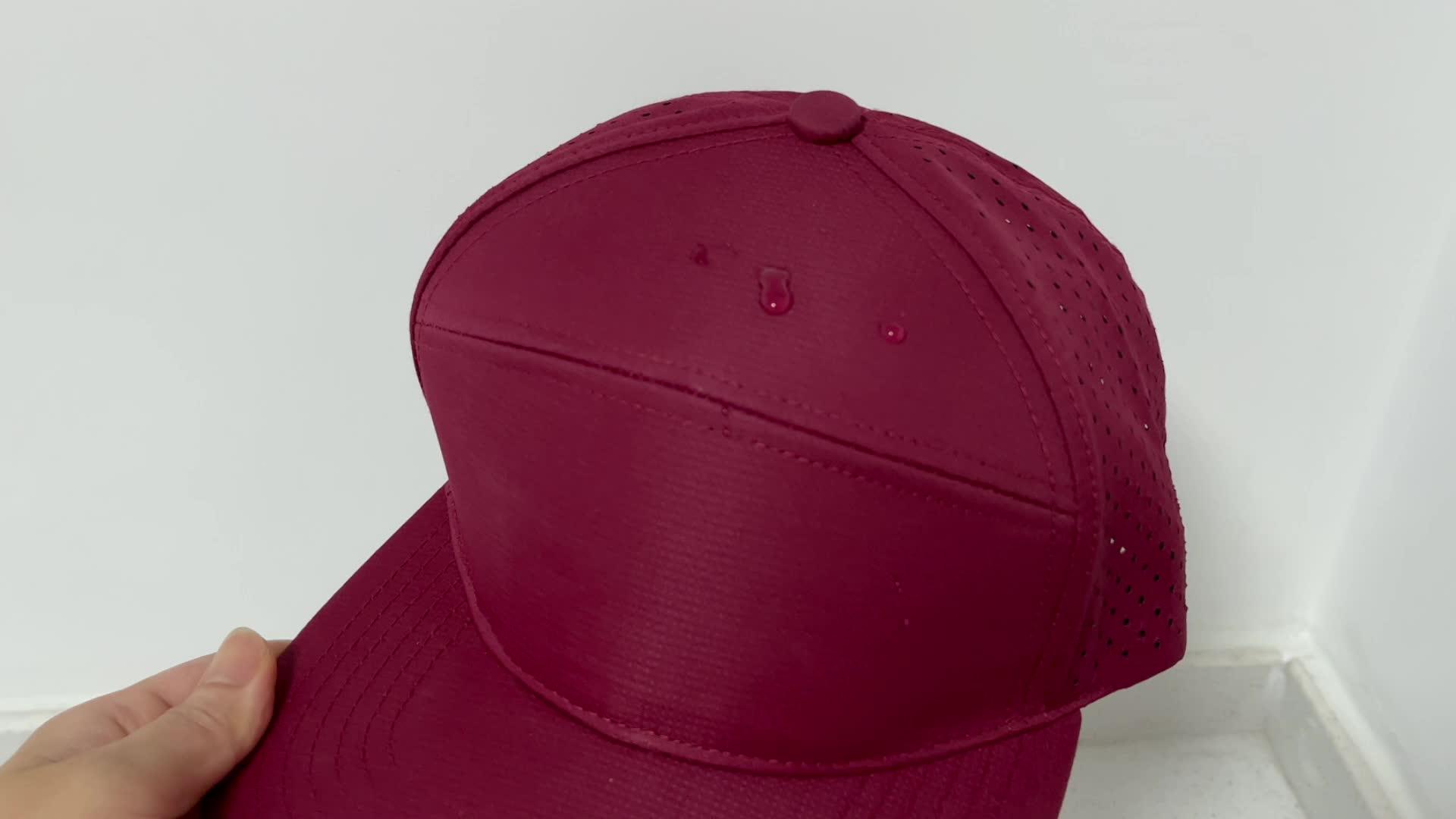 Hs15 Blank Custom 6 Panel Laser Cut Hole Flat Bill Melin Water