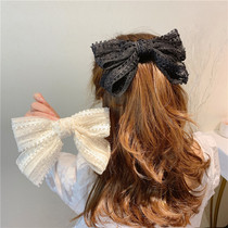 South Korea 2020 new travel hairpin Ogan yarn black butterfly knot hair clip mesh red hair clip girl lace hair clip