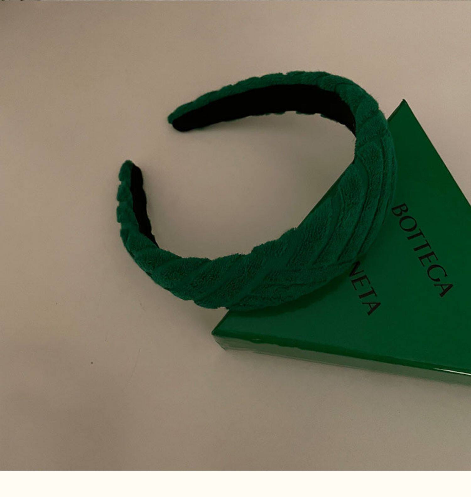 韩国东大门新款洋气编织毛茸茸绿色发箍发卡女简约洋气发饰详情2