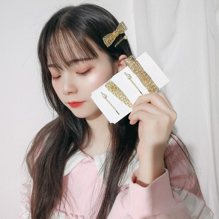 Korean in retro metal hair clamps headdress net red travel card female top clamp temperament Liu Hai one clip