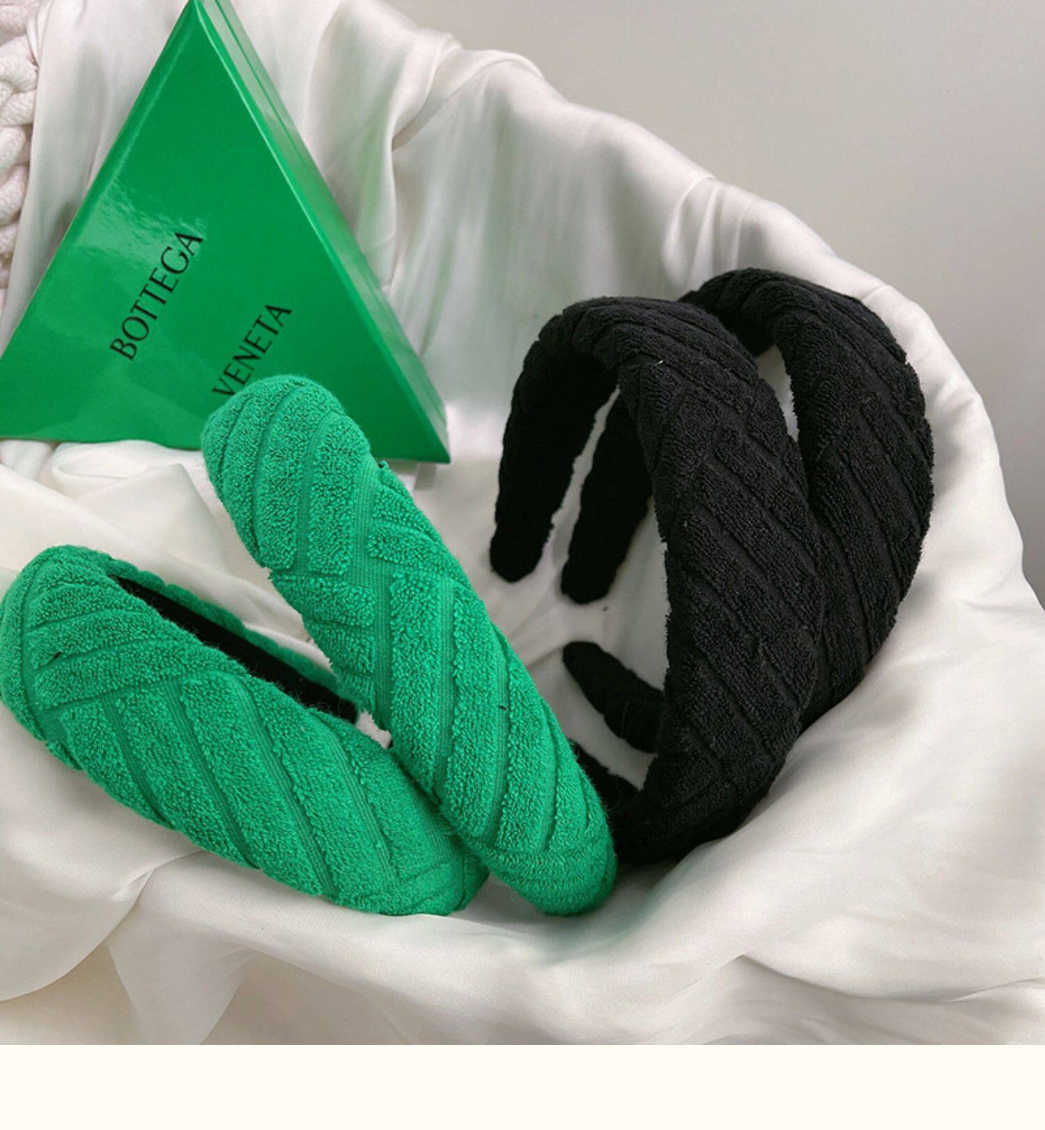 韩国东大门新款洋气编织毛茸茸绿色发箍发卡女简约洋气发饰详情4