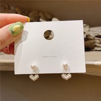 Earnail 2020 New Tide South Korea Brief About 925 Silver Needle Water Drill Loving Pearl Earrings Earrings Earrings Girl earrings