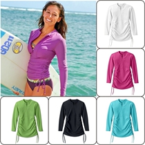 Europe and the United States long-sleeved womens split swimsuit Jellyfish snorkeling thin belly cover surf warm beach rowing full