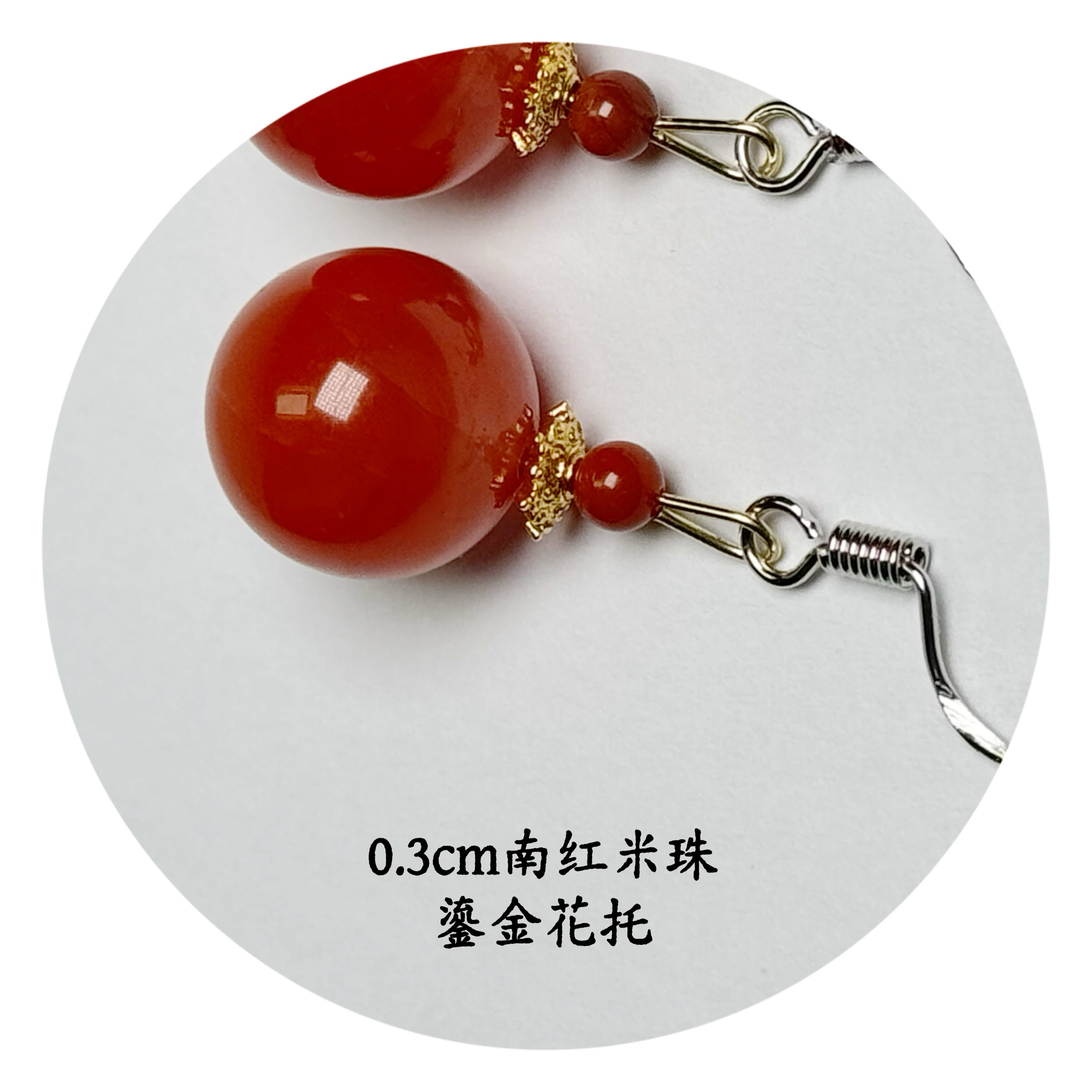 Серьги 天然南红玛瑙耳坠搭配绿松石珍珠925银钩耳坠耳饰原创手工送女友 Hua Yuxuan