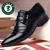 Woodpecker Leather Shoes Mens Youth Business Casual Positive Dress Shoes Spring Black Students Korean Version Wedding Shoes