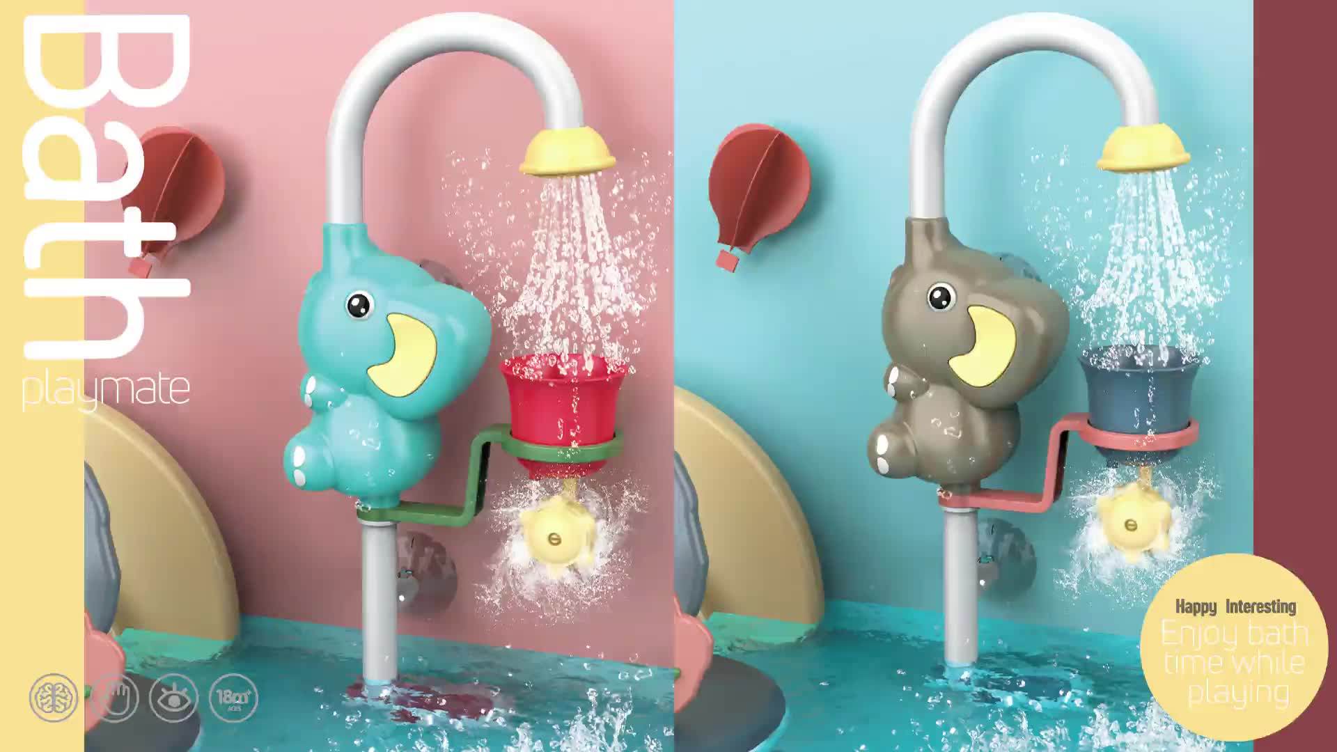 Baby Bath Shower Elephant Suction Cups Elephant Shower Head Battery Operated Water Pump For