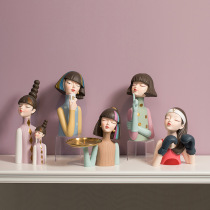 Light luxury decoration decoration home wine cabinet bubble girl light luxury high-end TV cabinet porch cabinet home accessories