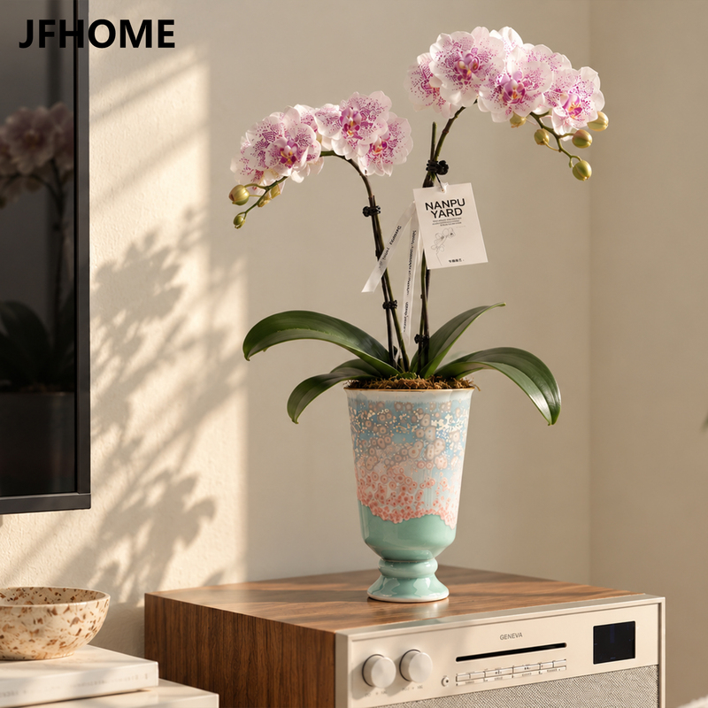 Jingdezhen Ceramic Flowerpot, Handmade in Ancient Style, High-Footed, Kiln-Transformed, Specially Designed for Growing Butterfly Orchids, Zen-Inspired 3707 Jingdezhen Ceramic Flowerpot, Handmade in Ancient Style, High-Footed, Kiln-Transformed, Specially Designed for Growing Butterfly Orchids, Zen-Inspired 3707