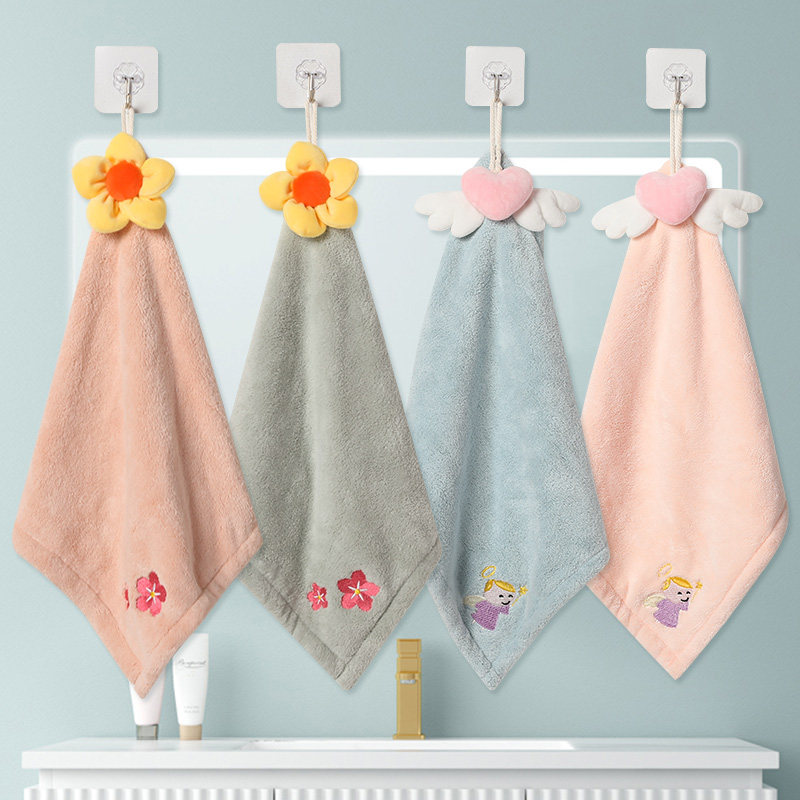 Wipe the hand towel hanging super super absorbent with no hair cute washing face Home speed dry children towel small square towels pure cotton