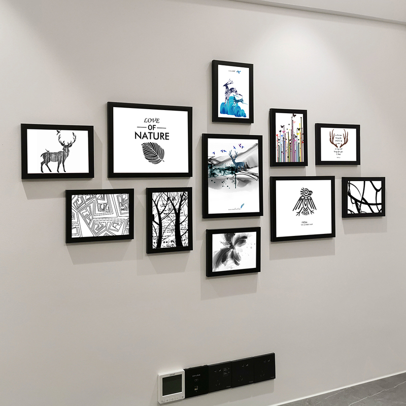 11-Frame Living Room Photo Wall Decoration Picture Frame Wall European Modern Picture Frame Wall Hanging Combination No-Drill Creative Photo Wall