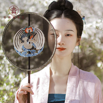 Huajincheng handmade non-legacy double-sided Su embroidery group fan Silk embroidery fan Light luxury Chinese style gifts｜Crane fan｜
