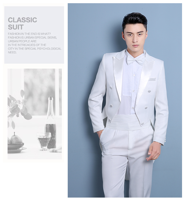 Tuxedo nam chú rể váy cưới phù hợp với nhạc trưởng trang phục sân khấu nghi lễ ma thuật máy chủ lưu trữ áo vest nam