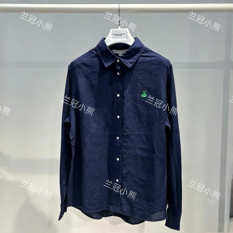 Teenie Weenie Zhao Lusi's Same Style Bear Print 26Th Summer Linen Shirt Ttyw2624Cge Teenie Weenie Zhao Lusi's Same Style Bear Print 26Th Summer Linen Shirt Ttyw2624Cge