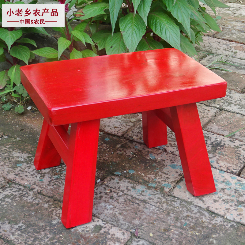 Solid wood small stool adult wedding red hi stool big red children's three-character classic dance Zhao Qiansun Li household wooden stool