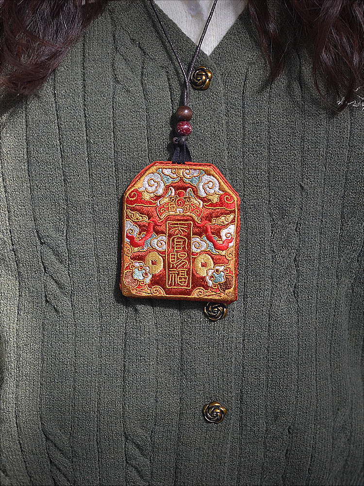 天官賜福雙面刺繡平安符袋香囊