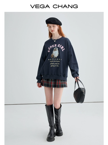 VEGA CHANG Толстовка, осенняя дизайнерская куртка, в американском стиле, тренд сезона, оверсайз