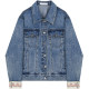 VEGACHANG Denim Jacket ຂອງແມ່ຍິງ 2024 ພາກຮຽນ spring ໃຫມ່ຂະຫນາດນ້ອຍ Loose Slim ການອອກແບບ Splicing ເທິງ