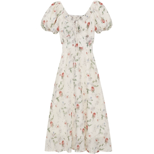 VEGA CHANG Летнее платье, длинная юбка, французский стиль, в цветочек, премиум класс, яркий броский стиль