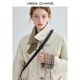 VEGACHANG Aircraft Button Cotton Coat Women's 2023 Winter New Style Square Neck Spliced ​​Diamond Cotton Coat Jacket