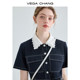 VEGACHANG denim dress summer women's 2024 new French lace doll collar shirt skirt