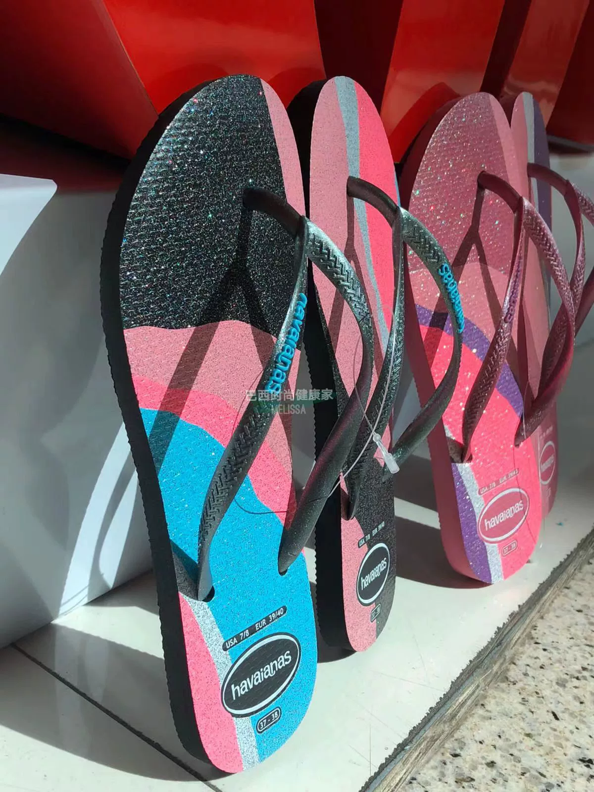 Специальное предложение Спот Бразилия счетчик подлинные Havaianas Havana алмаз блестящая тонкая лента женские шлепанцы