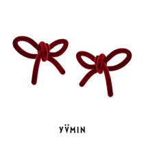 YVMIN x SHUSHU TONG BLOODTHIRSTY GIRL 3D PRINTED RED VELVET BOW STUD EARRINGS