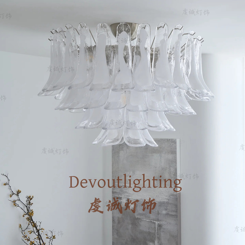 New French-Style Light Luxury Petal Ceiling Lamp, Elegant Living Room Main Light, Cream Simple Dining Room and Bedroom Lighting Fixtures