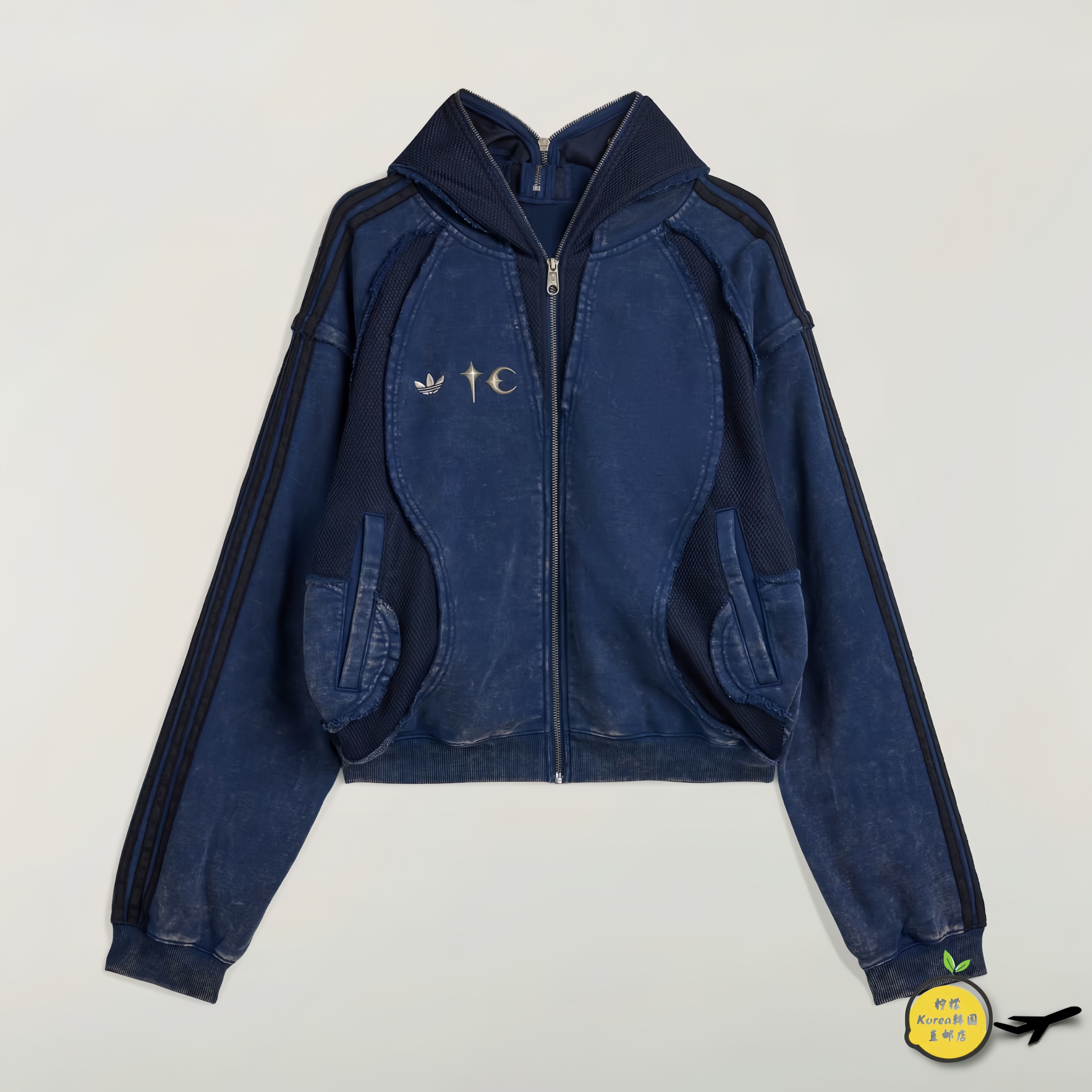 THUG CLUB x Adidas 联名午夜蓝夹克外套，2025最火的蓝标外套！值得买