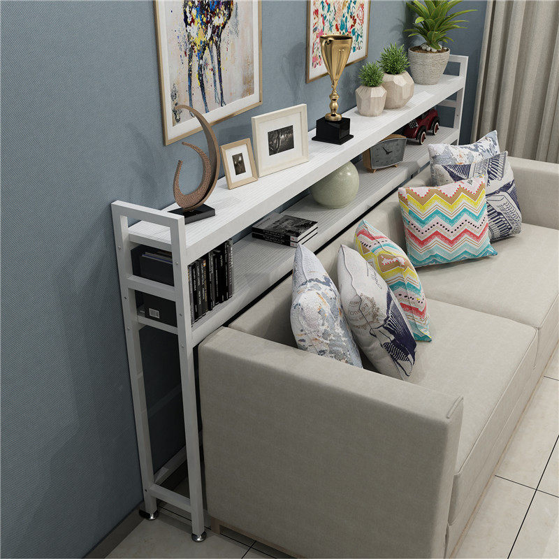 Living room sofa rear shelf long strip against the wall ultra-narrow multi-storey storage light luxury bed head bed tail gap shelf porch