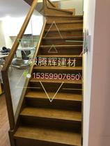 Xiamen villa simple style red oak pedals with glass handrails