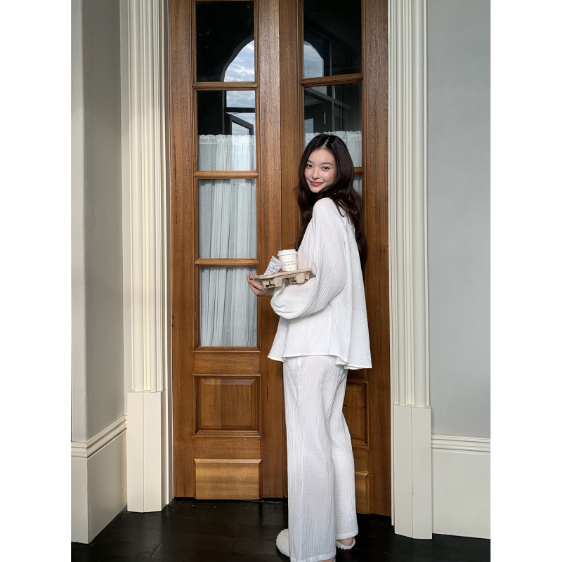 [Same Style as Cc Yuhan] Class a Baby Cotton Gauze Pullover Long-Sleeved Cotton Pajamas, Atmospheric and Comfortable Loungewear Set