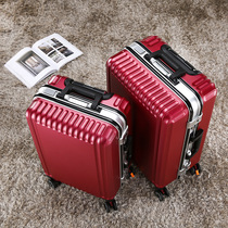 Wedding Suitcase Accompanied Wedding Box Red Leather Case Password Box Dowry Suitcase Bride Wedding Box Pull Rod Box Woman